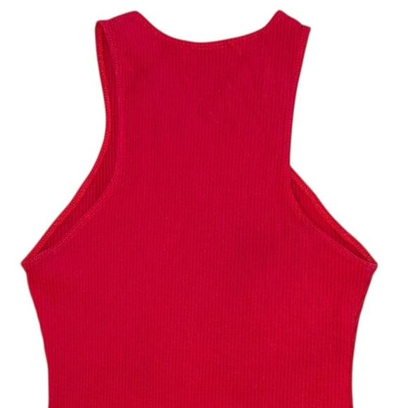 Reformation V-Neck Ribbed Bodysuit Sleeveless Red Women's Size Medium - Picture 4 of 6